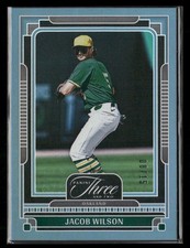 2025 Panini Three and Two #100 Jacob Wilson Holo Blue #/15 Athletics