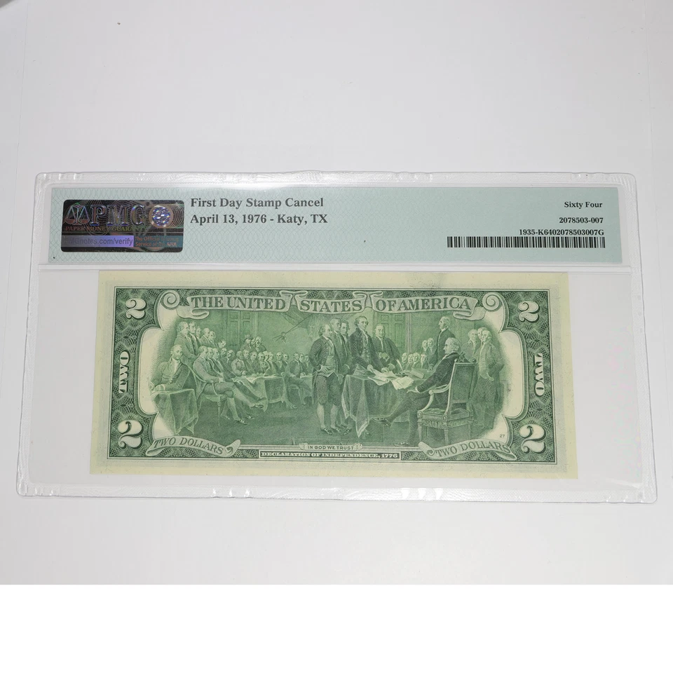 1976 KATY TEXAS - PMG Choice UNC 64 Two Dollar $2 Note with Stamp #56898F - Image 2 of 4