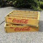 ONE TOME COCA COLA Yellow Vintage Wooden Coke Soda Pop Bottle Crate Case 1940s