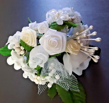 Vintage Millinery Silk Flowers Roses White Cream