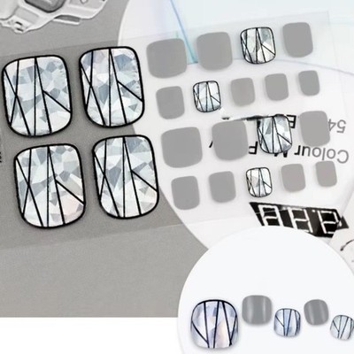 Nail Art Sticker selbstklebend volle Zehenlack Verpackung Zum Selbermachen Silber Buntglas T1