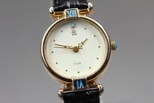Vintage 1991 Exc 5 Seiko Alba V701-6H00 Gold Roman 25mm Quartz Ladies Watch