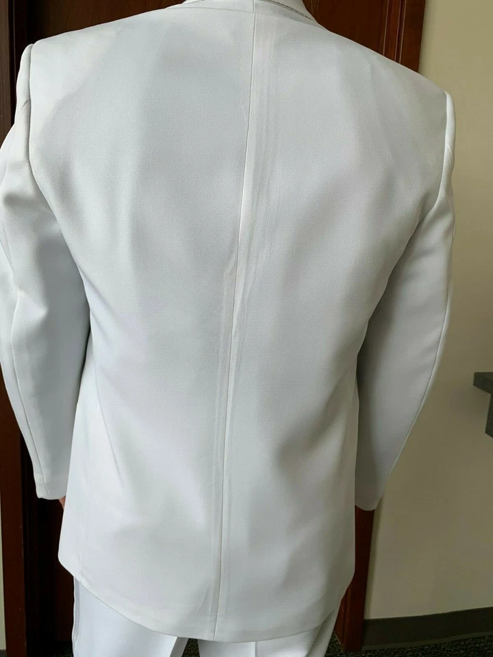 White Tuxedo 2 Button Notch Jacket with matching  Pant Option - Many men's sizes - Image 3 of 3
