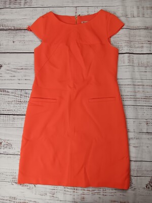 Eliza J Mini Dress Women's 4 Petite Orange Sleeveless V-Neck Zip-Up Lined |  eBay