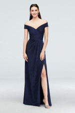 Navy Blue Cachet dress with chiffon wrap