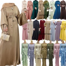 Elegant Women Muslim Abaya Long Sleeve Dress Dubai Kaftan Islamic Gowns Caftan