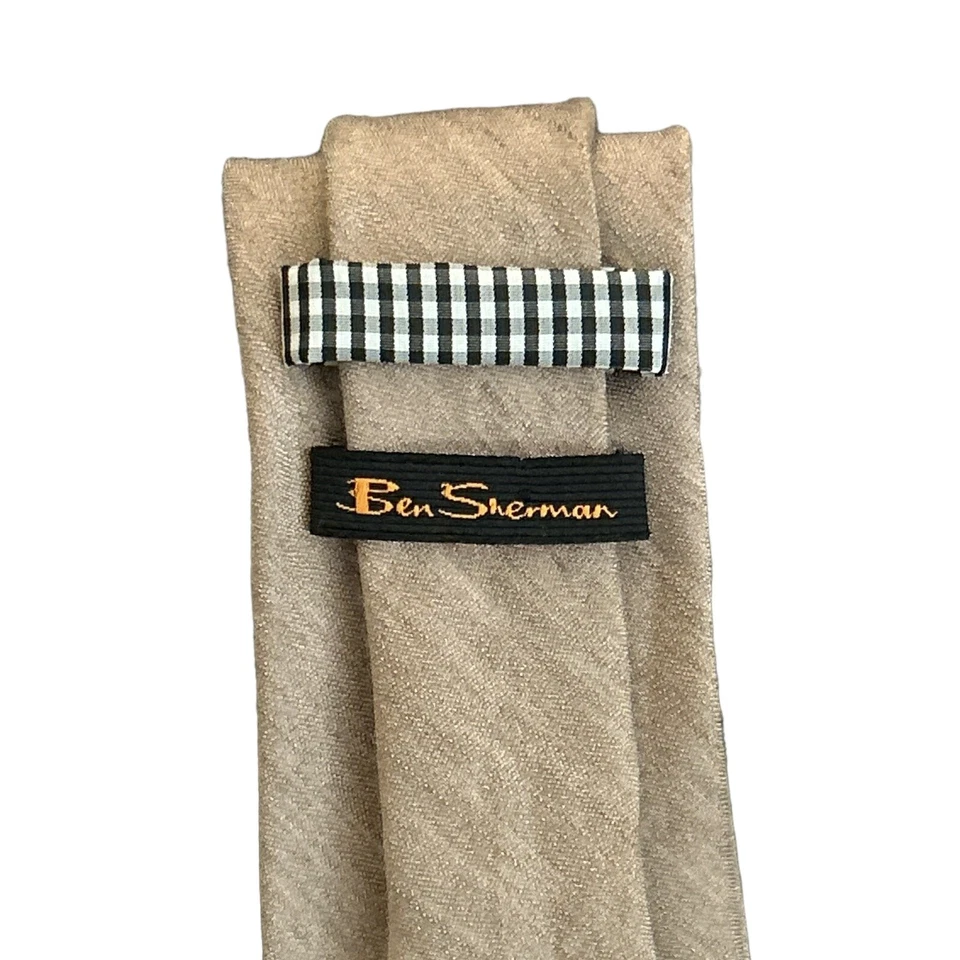 Ben Sherman Linen and Silk Taupe Tie - Image 4 of 4