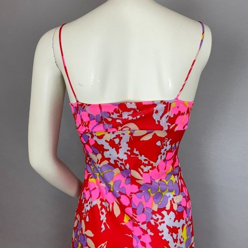 Vintage Saks Fifth Avenue Kleid Nachthemd Blumen lebendig gerafft Mieder Slinky - Bild 7 von 14