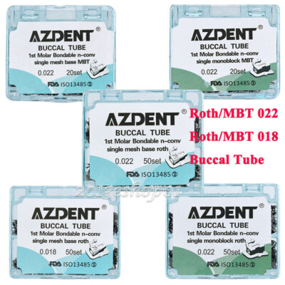 AZDENT Orthodontic Bondable Buccal Tubes MBT/ Roth 022/018 1st Molar Non-Conv 