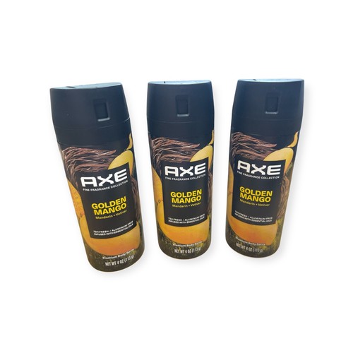 3x AXE Fine Fragrance Collection Premium Deodorant Body Spray Golden Mango 4oz