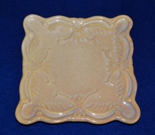 Vintage Signed CALIFORNIA Pottery Ceramic Sandy Color 6" x 6" Square Bread Plate