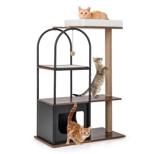 47" Large Cat Tree Tower w/ Top Perch Cat Bed Cat Condo Scratching Posts Indoor