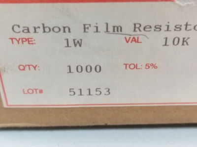 Lotto Di 10 Resistenze A Film Di Carbonio 10K Ohm 1 Watt 5% - XICON 294-10K-RC