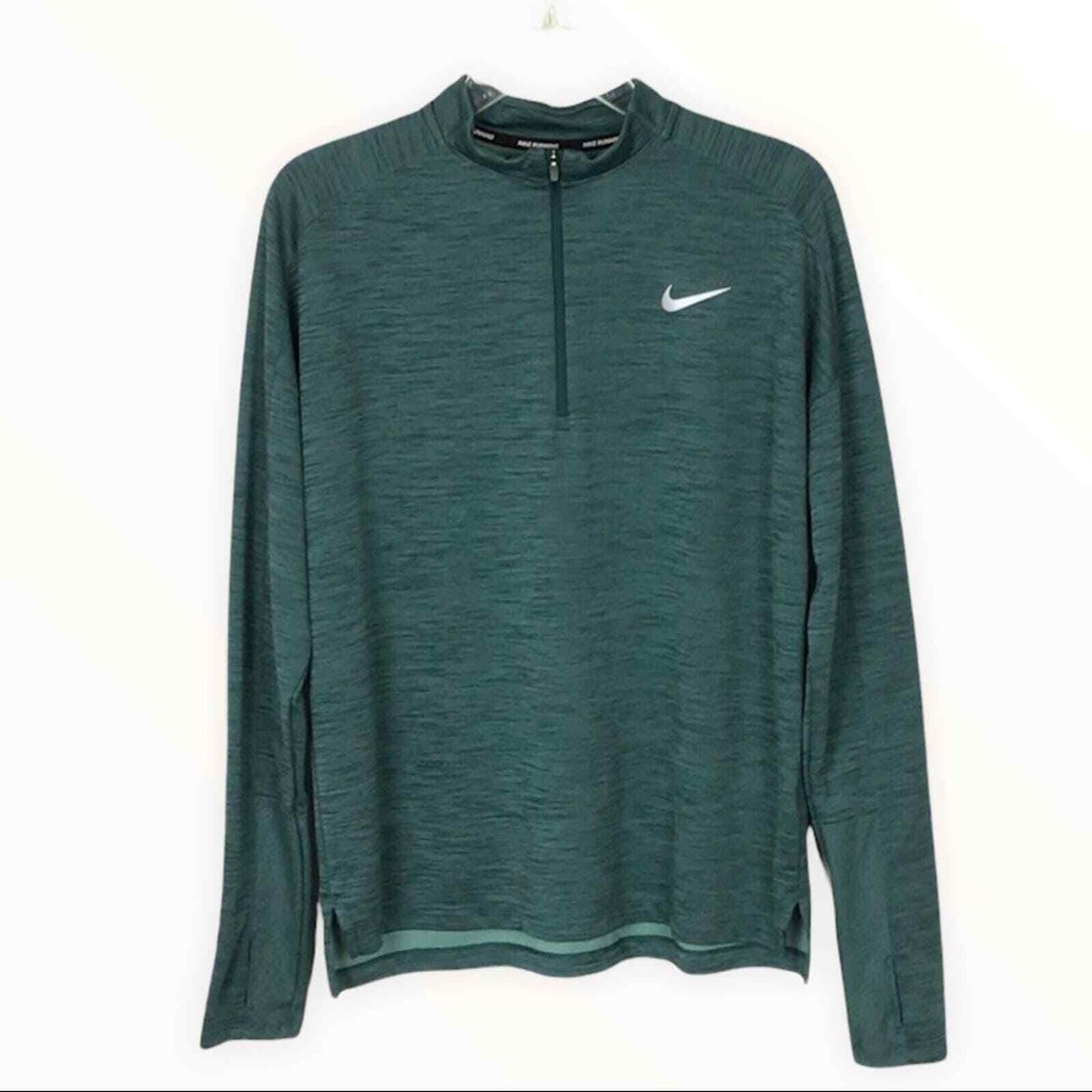 Nike Teal Green 1/4 Zipper Pullover Thumbhole Athletic Shirt Large