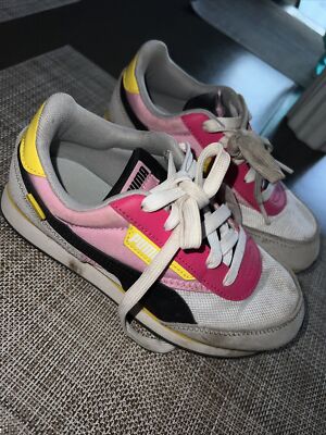 Puma Future Rider Splash Lace Up Youth Girls Grey, Pink Sneakers