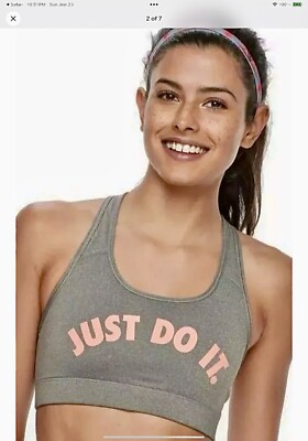 Nike DriFit Just Do It VICTORY Sports Bra Women's Racer Back Gray
