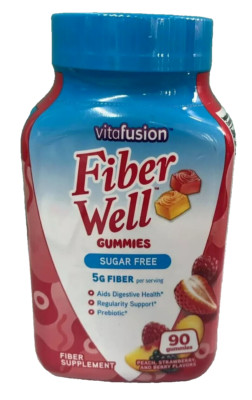 Vitafusion Fiber Well Sugar-Free Fiber Supplement Gummies 90 Count Exp 5/26