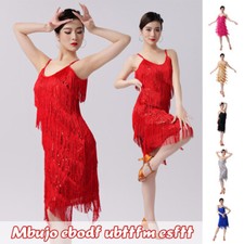 Ladies Latin Dance Dress Sequin Tassel Dress Stage Costumes Competition Uniform