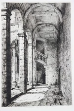 Vintage Engraving Chateau Chambord Staircase France Da Vinci Francis I