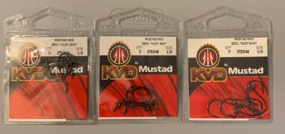 3 Packs Mustad KVD Zero-Twist Shot Hooks Size 1/0