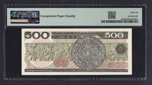 Mexico 500 Pesos 1984 P79a Uncirculated Grade 66 - Picture 2 of 2