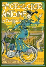 Art Print The Antoine Motorcycle  French Deco  Poster
