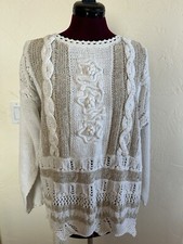 Vintage Tiara international sweater, neutral colors, cable knit size small