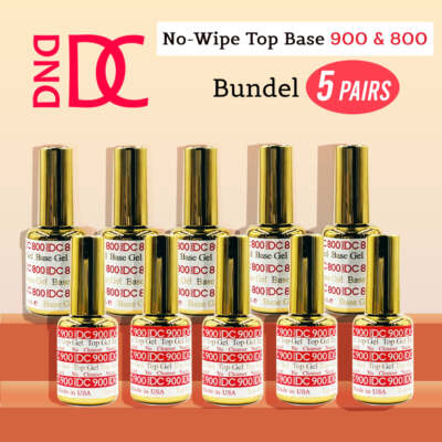 DC No Wipe Top Coat 900 & Base 800 (0.5 oz) Bundle 5 pairs