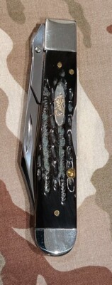 CASE XX USA BH111 1/2 L CHEETAH BLACK JIGGED BUFFALO HORN HANDLE KNIFE