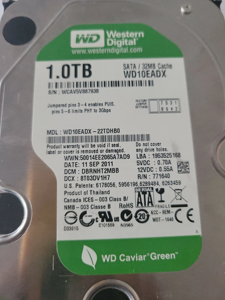 WD10EADX-22TDHB0, DCM EHNNHT2MGB, Western Digital 1TB SATA 3.5 Hard Drive - Image 2 of 4