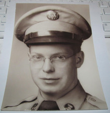 1940s US Air Force Soldier Officer Photograph 5 x 7 Army Profile Glasses Smiling