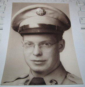 1940s US Air Force Soldier Officer Photograph 5 x 7 Army Profile Glasses Smiling