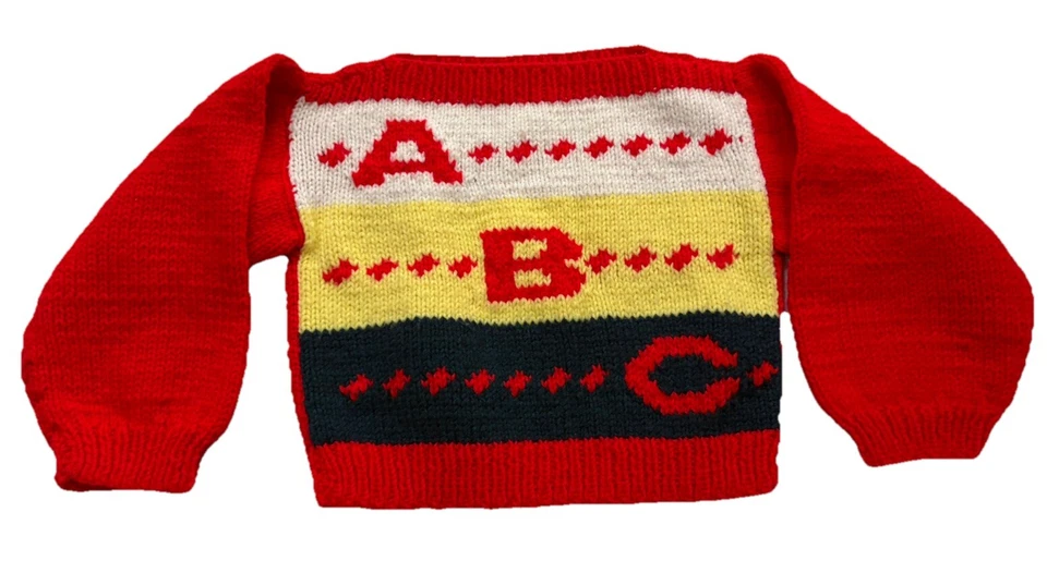 Suéter Pullover Retro Vintage Años 80 Niñas Tejido LOTE DE 2 Rosa Rojo Talla 4/5 Foto 4 de 4