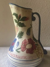 Vintage Handpainted Ceramic 11" Vase/Pitcher with Handle