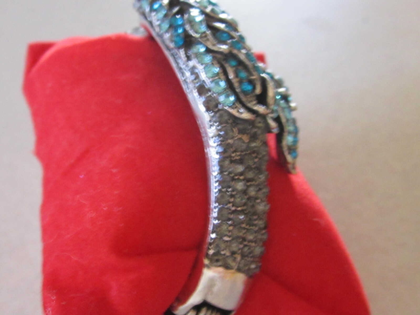 Hinged Horse Statement Bangle Bracelet Clear & Bl… - image 4