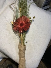 Dried Faux Floral Arrangement Bouquet Hand Wrapped