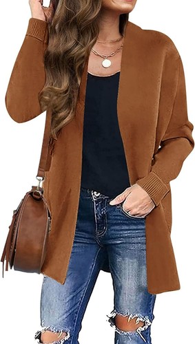 Spring Leopard Print Open Front Knit Cardigan Coat - Long Sleeves - Picture 44 of 148