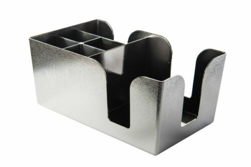 Chrome Bar Tidy Caddy Napkins Straw Cocktail Stirrer Storage Condiment Holder