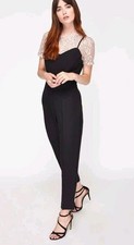 Miss Selfridge Jumpsuit Womens Lace 2 in 1 Playsuit Black UK 12 NOWT RRP 49 