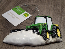 Kurt S. Adler John Deere Snow Removal Tractor Christmas Tree Ornament 4 1/2"