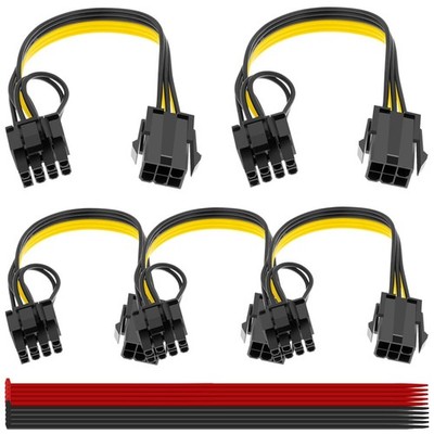 5 Stück 6 Pin Buchse auf 8 Pin (6+2) Stecker Kabel GPU Grafikkarte PCIe Express Power