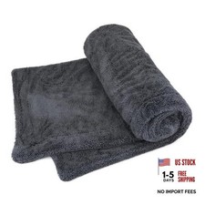 1200GSM Microfiber Car Drying Towel, Double-Twist Loop, 16" x 24" Dark Grey