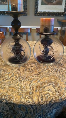 Two Vintage 9'' Pasari Clear Embossed LobsterRound Plate Dish Frosted Glass