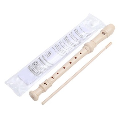 Beige - 8 Löcher Sopranblockflöte mit Putzstab, deutsche C-Tasten Blockflöte1707