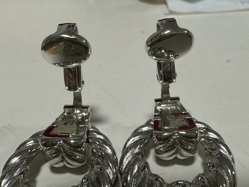 Vintage Earrings Christian Dior Germany Silvertone Clip on - Picture 10 of 16