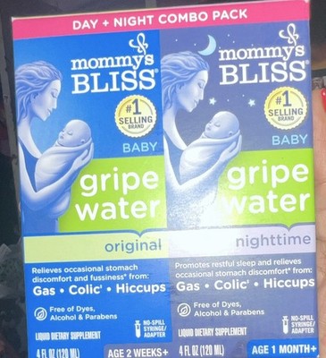 Mommy's Bliss Baby Gripe Water Day + Night Alcohol/Paraben Free 4 fl oz 2pk