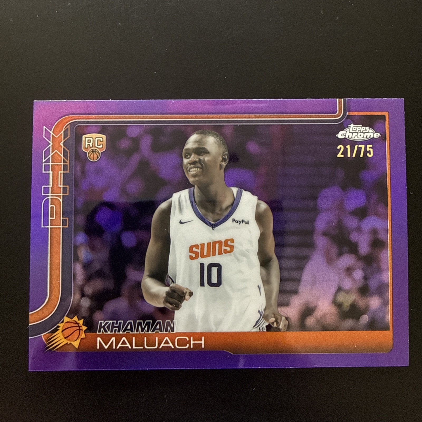2025-26 Topps Chrome True Purple Refractor #260 Khaman Maluach #/75 Rookie RC