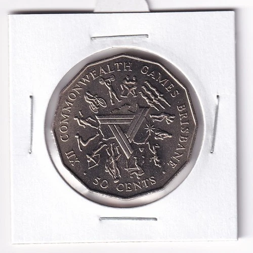 AUSTRALIAN: 1982  50 CENT COMMONWEALTH GAMES UNC COIN - EX ROLL #5299