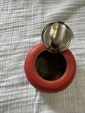 Vintage Personal Portable Ashtray Lidded Metal Red Cigarettes Cigar Ash Tobacco