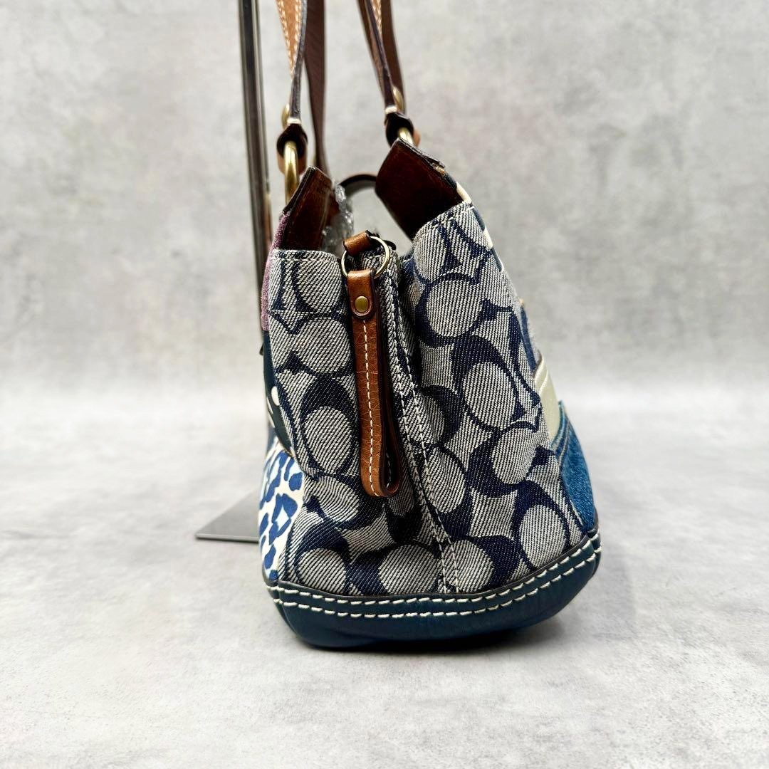 バッグ COACH Turnlock Signature Denim Tote Y2K RARE COACH Patchwork Denim Signature Tote Bag Turnlock Y2K Legacy